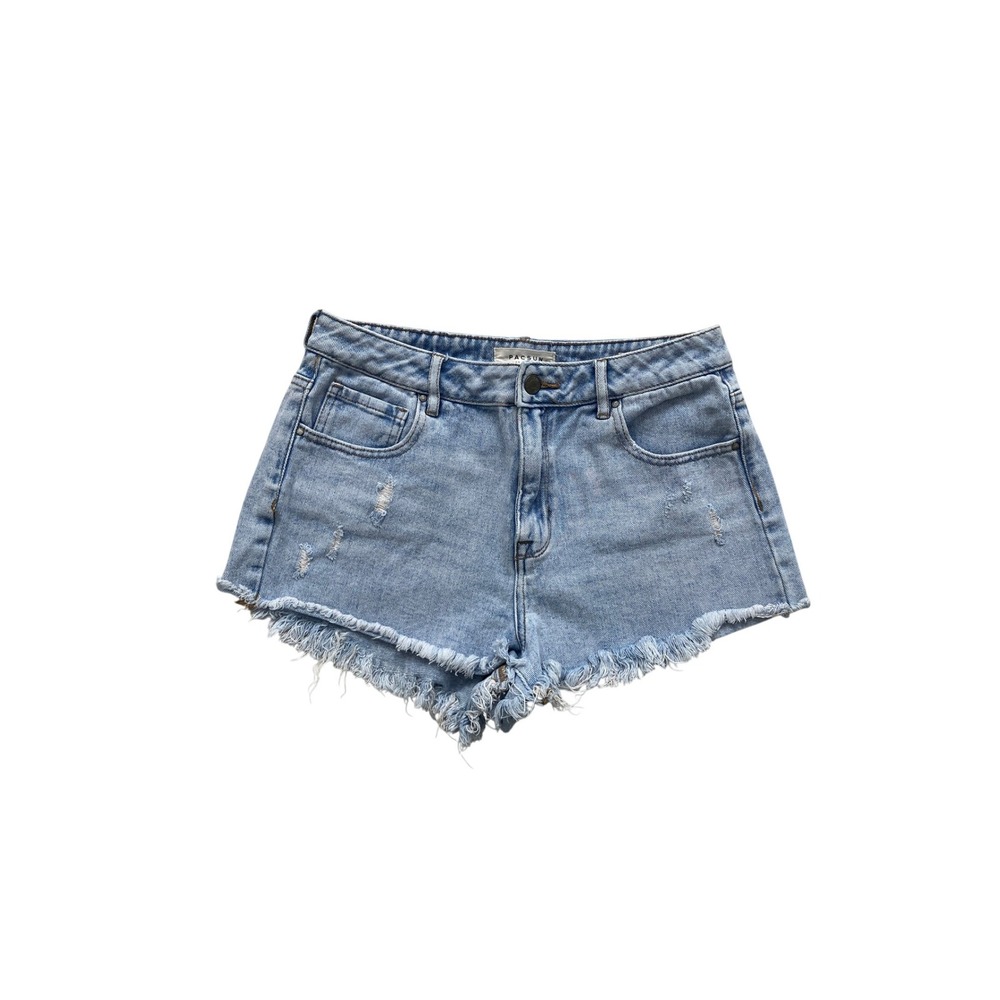 PacSun High Rise Festival Shorts Womens 29 Light Wash Distressed Denim‎ Cut Offs